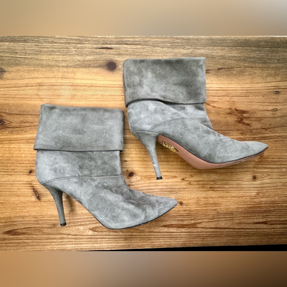 AQUAZZUBA Gray Suede Foldover Boots - Picture 2 of 8